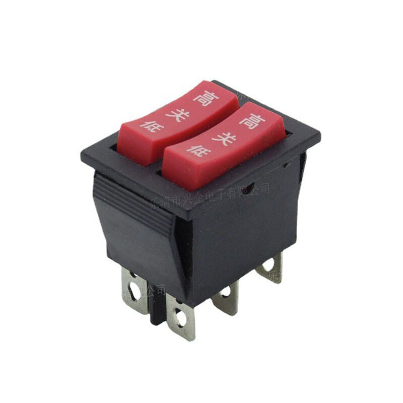 施韻令雙聯按鈕船型開關6腳3檔電餅鐺開關kcd3翹板開關電源開關 kcd3